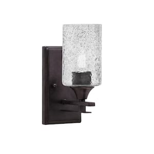 Ontario 1-Light Dark Granite 4 in. Wall Sconce with Smoke Bubble Glass Shade