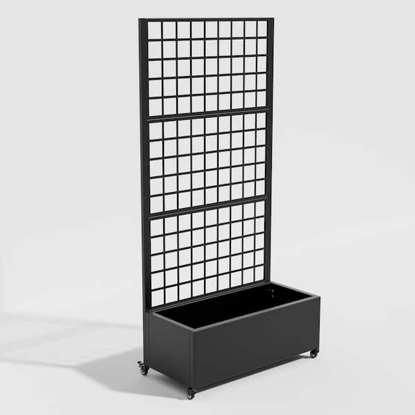 71.37 in. H x 35.1 in. W Black Metal Rectangle Planting Box with Climbing Frame Decorative Art Panel