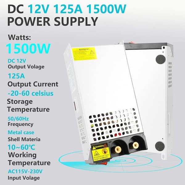 YICHUHAOXI DC 12V 125A 1500W Power Supply Adapter AC to DC