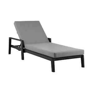 Grand Black Aluminum Outdoor Chaise Lounge with Dark Gray Cushions