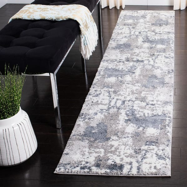 Century 2 ft. x 17 ft. Gray/Blue Watercolor Marle Runner Rug