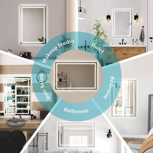waterpar 72 in. W x 36 in. H Rectangular Frameless Wall Bathroom