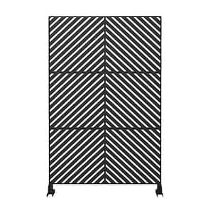 76''H x 47.2''W Metal Material Patio Privacy Screen Fence Privacy Screen Decorative Outdoor Divider Black