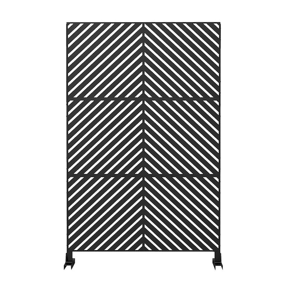 Seafuloy 76''H x 47.2''W Metal Material Patio Privacy Screen Fence Privacy Screen Decorative Outdoor Divider Black