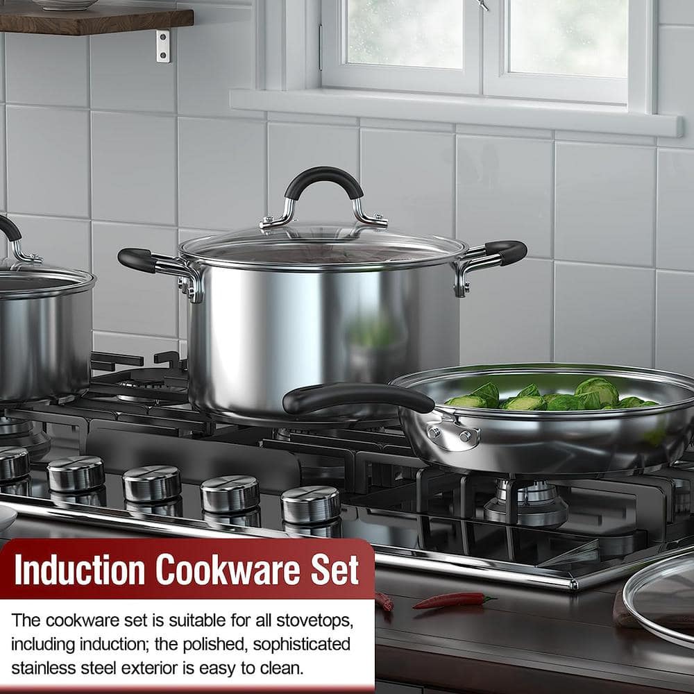 Professional Stainless Steel Saucepan Set with Lids, 1QT and 2QT, Silver