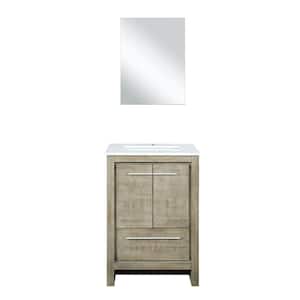 Lafarre 24 in W x 20 in D Rustic Acacia Bath Vanity, Cultured Marble Top and 18 in Mirror