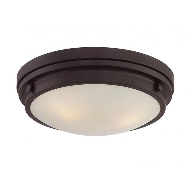 Savoy House Lucerne 15 in. W x 4.75 in. H 3-Light English Bronze Flush Mount Ceiling Light with Glass Shade