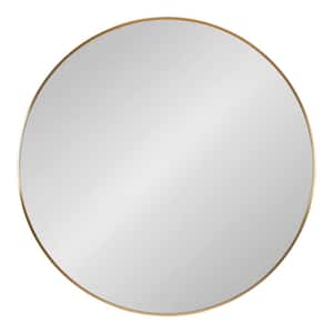 Zayda 34.00 in. W x 34.00 in. H Gold Round Mid-Century Framed Decorative Wall Mirror