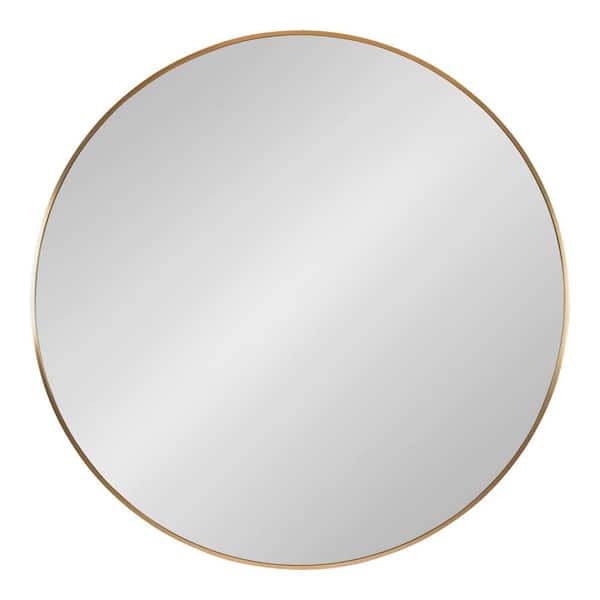 Kate and Laurel Zayda 34.00 in. W x 34.00 in. H Gold Round Mid-Century Framed Decorative Wall Mirror