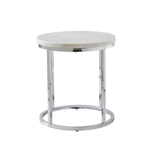 Echo 24 in. White and Chrome Round End Table