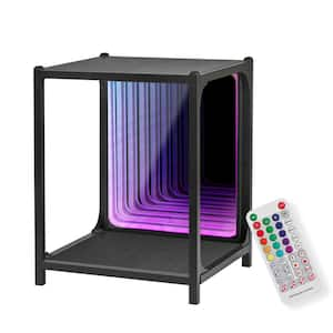 20.5 in. Black Accent Storage Cabinet, Figure Display Case with LED Infinity Mirror Light for Bedroom Gaming Room Decor