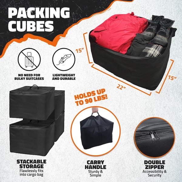 500lb Capacity Rustproof Hitch Mount Cargo Carrier 48inx18inx6in + 15 Cu.ft Waterproof Cargo Bag and Packing Cubes, Red