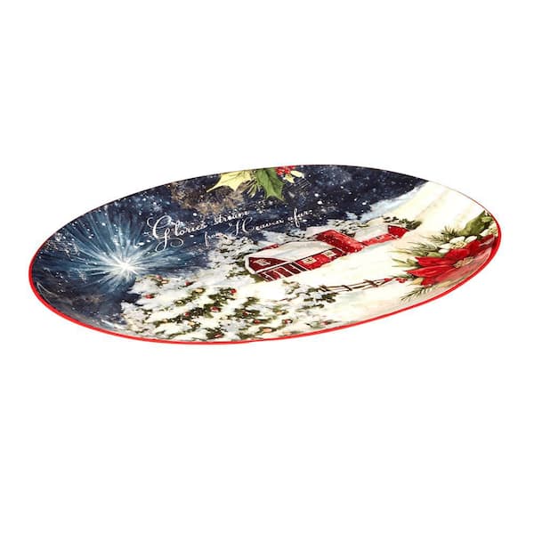 Certified International Silent Night 12 in. Multi-Colored Earthenware Serving Platter
