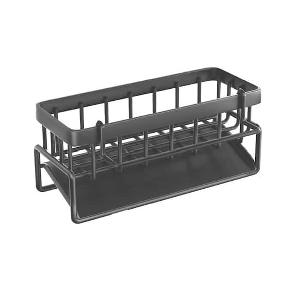 Aoibox 2-Pieces Stainless Steel Sink Storage Rack Sponge Drain Rack Sink Caddy for Kitchen Countertop Organizer in Gray