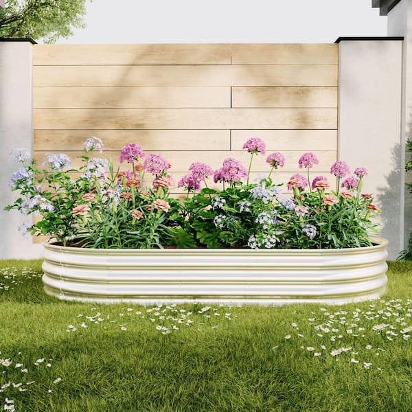 8 x 4 x 1 in. Outdoor Garden Galvanized Metal Garden Bed, Silver 1 Pieces