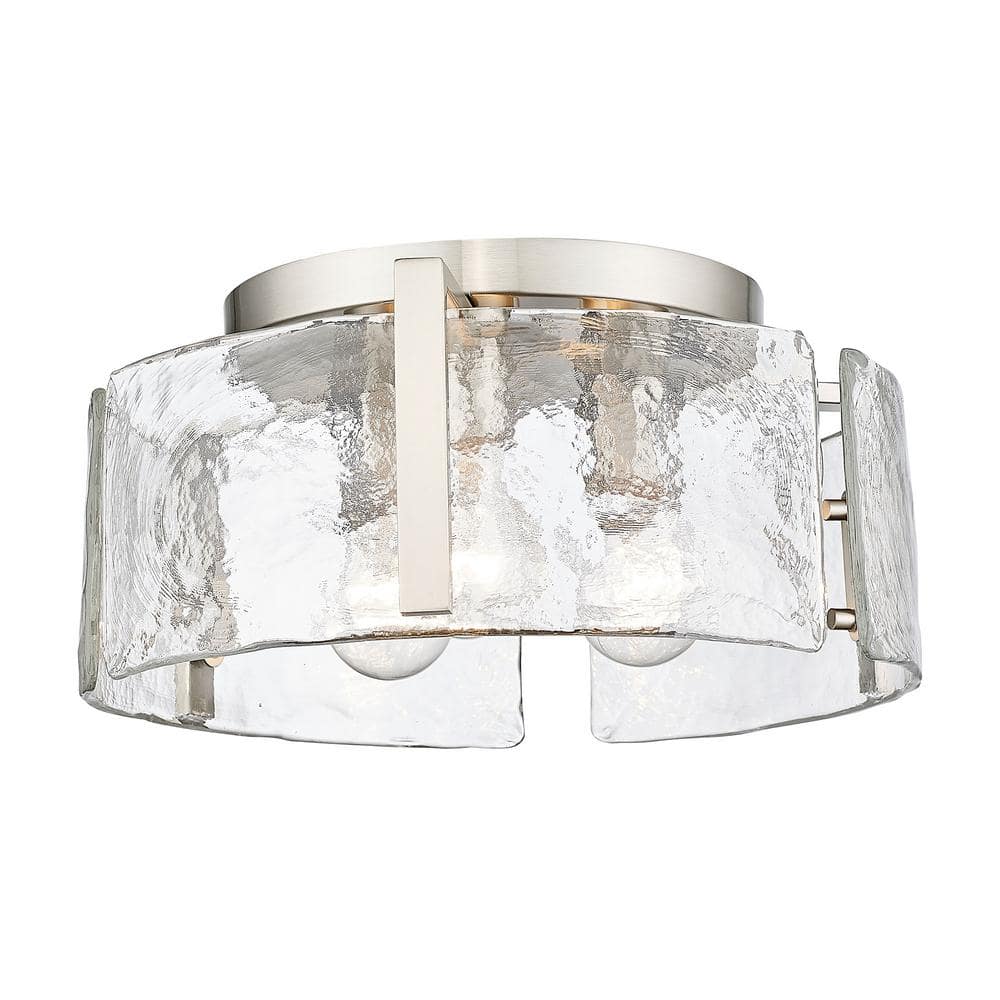 Aenon 15 In. 3-Light Pewter and Hammered Water Glass Flush Mount price history on PriceWatchPro