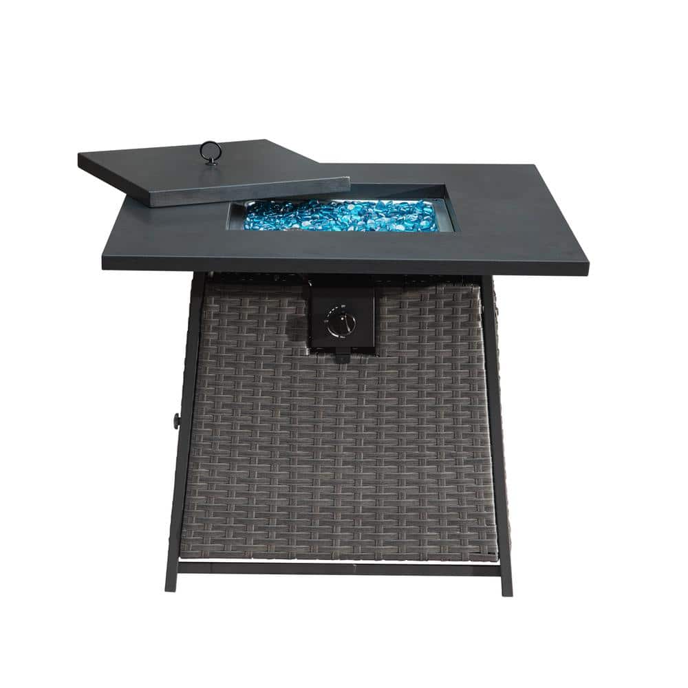 Tunearary 50,000 BTU 32in Outdoor Patio Wicker Propane Fire Pit with