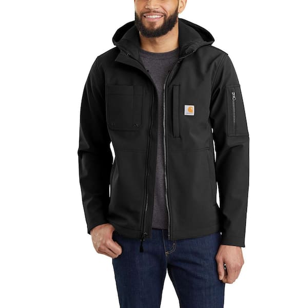Carhartt Men's Large Black Nylon/Spandex/Polyester Hooded Rough Cut Jacket