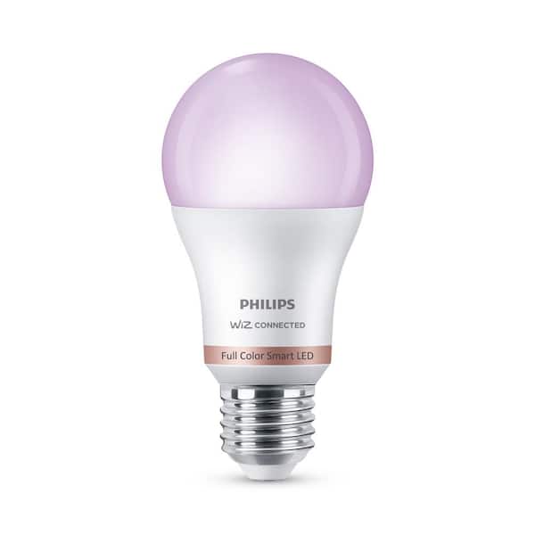 Philips 60-Watt Equivalent A19 LED Smart Wi-Fi Color Changing Smart Light  Bulb powered by WiZ with Bluetooth (1-Pack) 562702 - The Home Depot