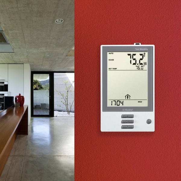 Programmable Thermostat for Radiant Underfloor Heating,  Dual-Voltage(120/240v), Dual Sensing(Air and Floor Sensor) Built-in Class A  GFCI White