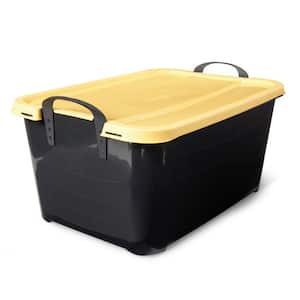 Qt. Plastic Stackable Bin Container, Black & Yellow (12 Pack)