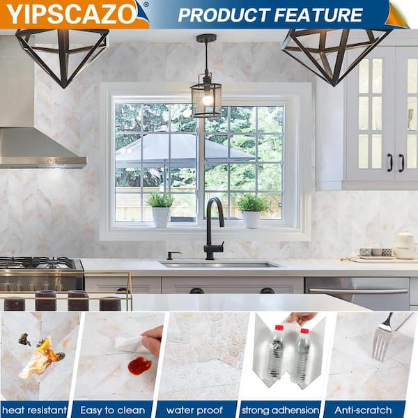 Yipscazo 13-Sheets Hexagon Wood Gray PVC Peel and Stick Backsplash Tiles for Kitchen (11.02 in. x 9.84 in. /10 Sq. ft.)