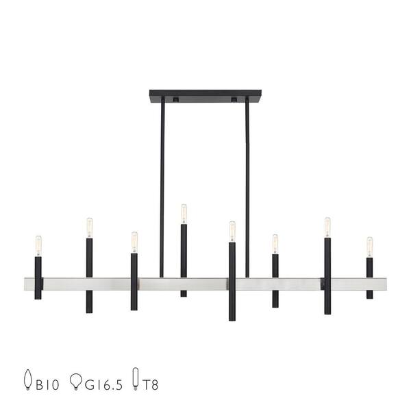 Livex Lighting Denmark 8-Light Black with Brushed Nickel Accents