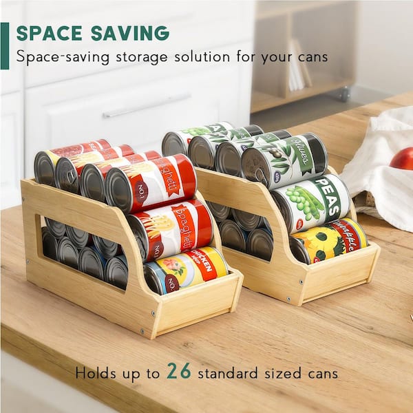 Wudkey 2 Pack Bamboo Can Organizers and Storage for Pantry, Soda
