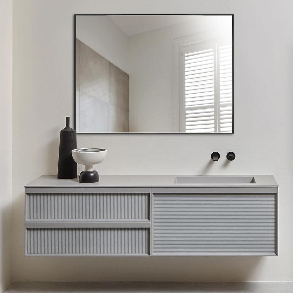 Elegant 36" Black Metal Frame Rectangular Mirror