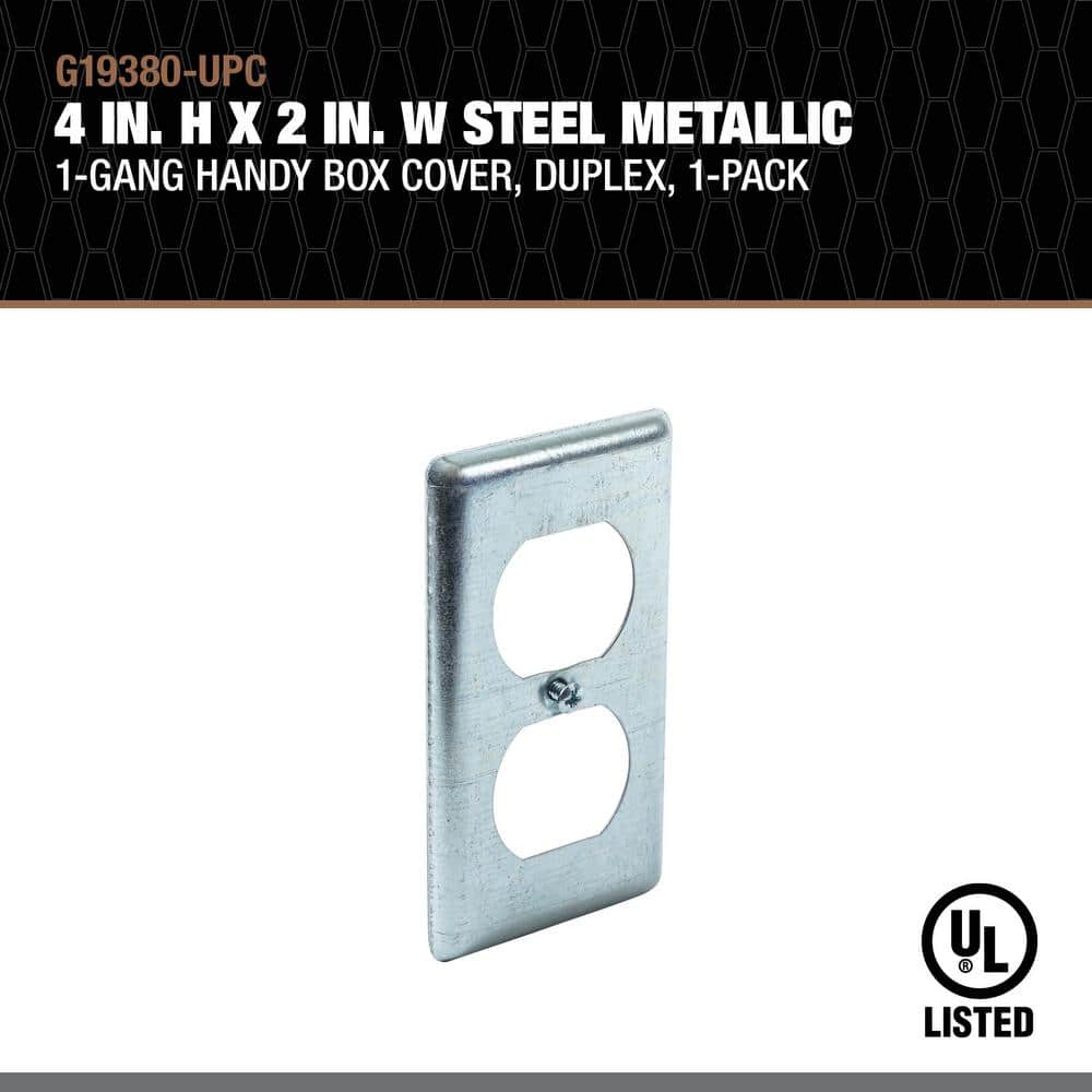 Southwire 4x2 Inch Zinc-Plated Steel Duplex Receptacle Cover