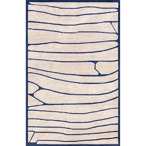 Ivory 5 ft. x 8 ft. Addie Abstract Striped Wool Area Rug