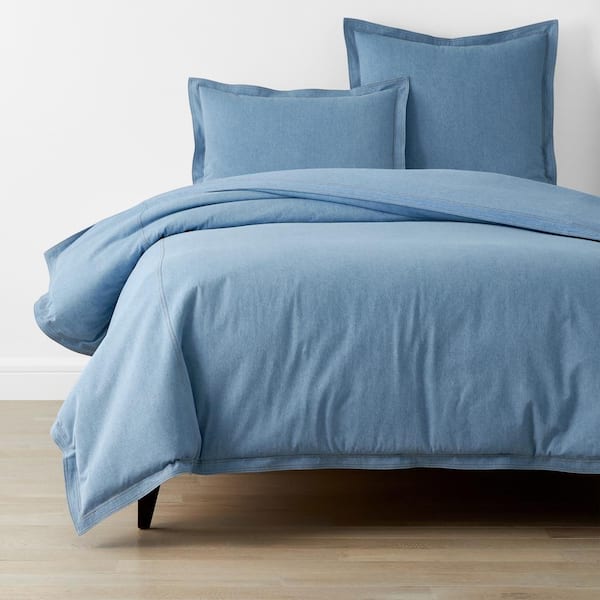 The Company Store Washed Denim Tob Denim Blue Twin Cotton Duvet Cover