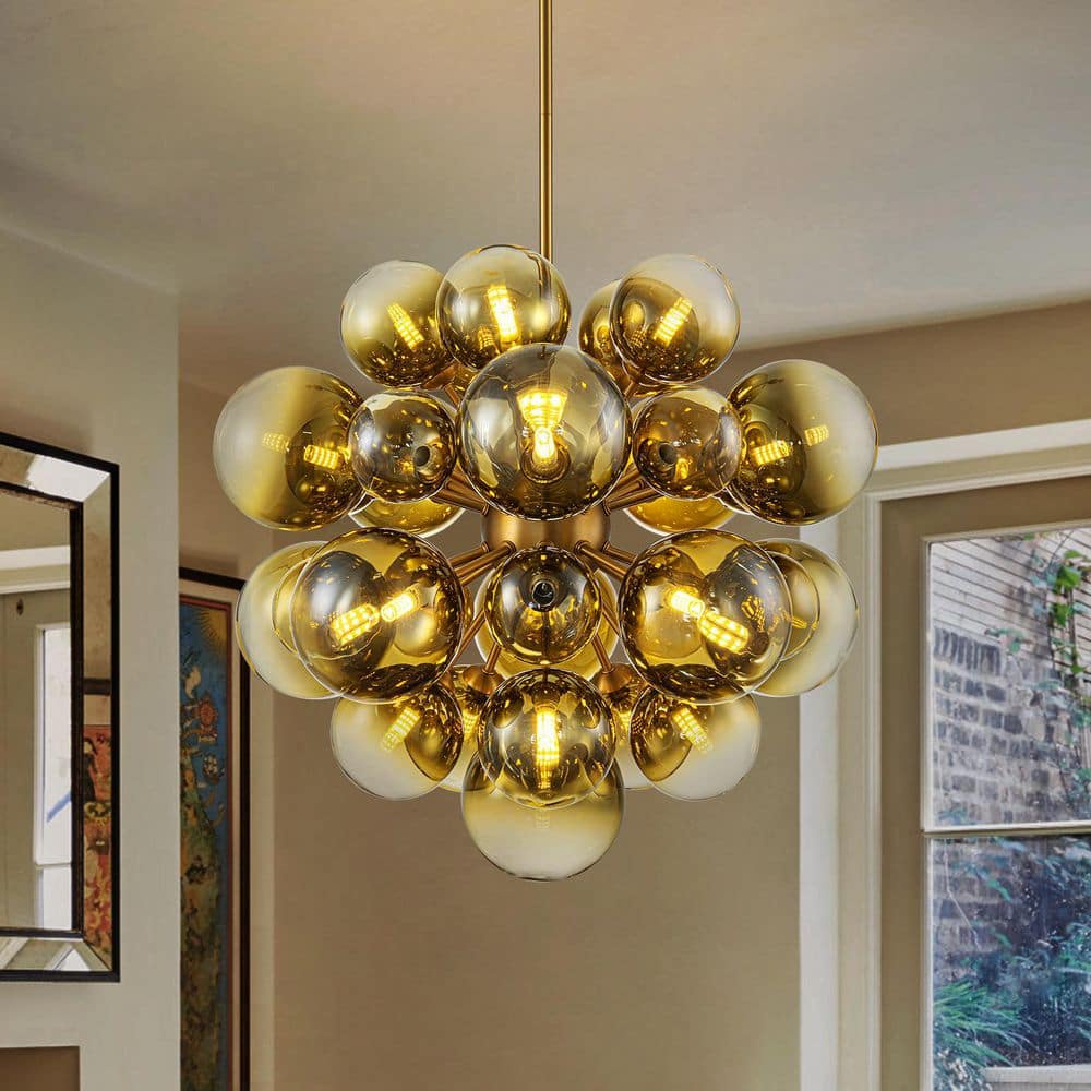LLHZSY Dvorakova 23.62 in. 21-Light Brass Bubble Cluster Sputnik