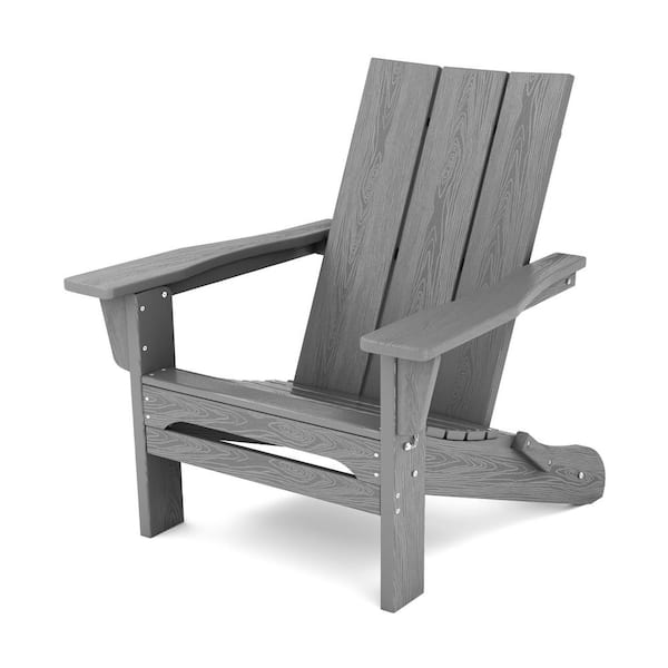 JEAREY Gray Classic Folding HDPE Plastic Adirondack Chair
