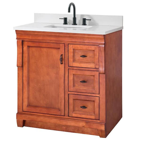 Home Decorators Collection 31 in. W x 22 in. D x 34.78 in. H Bath Vanity in Warm Cinnamon with White Quartz Top