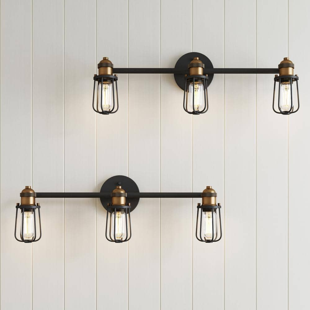 Nathan James Rori 23 in. 3-Light Vanity Light with Farmhouse Cage ...