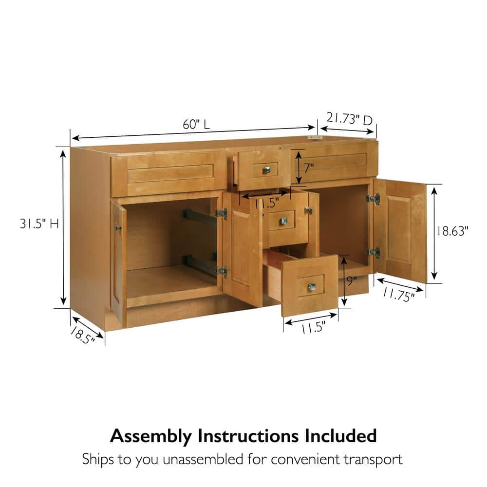 Modern Birch 60-Inch Freestanding Bathroom Vanity Cabinet
