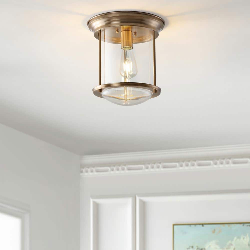Savannah 10.25" Brass and Glass LED Flush Mount Light
