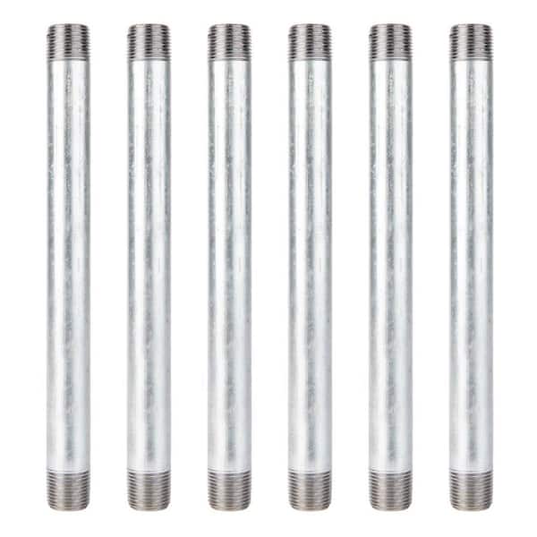 PIPE DECOR 1/2 in. x 9 in. Galvanized Steel Nipple (6-Pack)