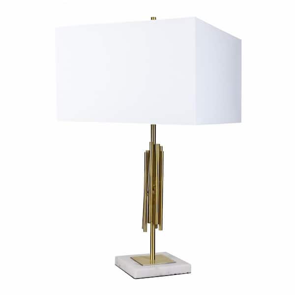 Brasarble Indoor Table Lamp, Brass Floor Lamp With Marble Table