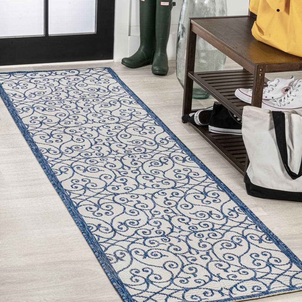 DIAMOND DESIGN BLUE Outdoor & Indoor Rug Durable Weather Proof Washable  Garden Patio Garage Kitchen 