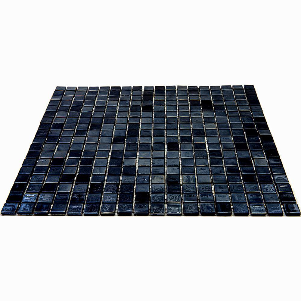 Skosh 11.6" x 11.6" Glossy Black Glass Mosaic Tile