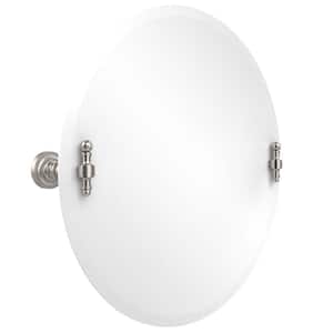 Retro-Dot Collection 22 in. x 22 in. Frameless Round Single Tilt Mirror with Beveled Edge in Satin Nickel
