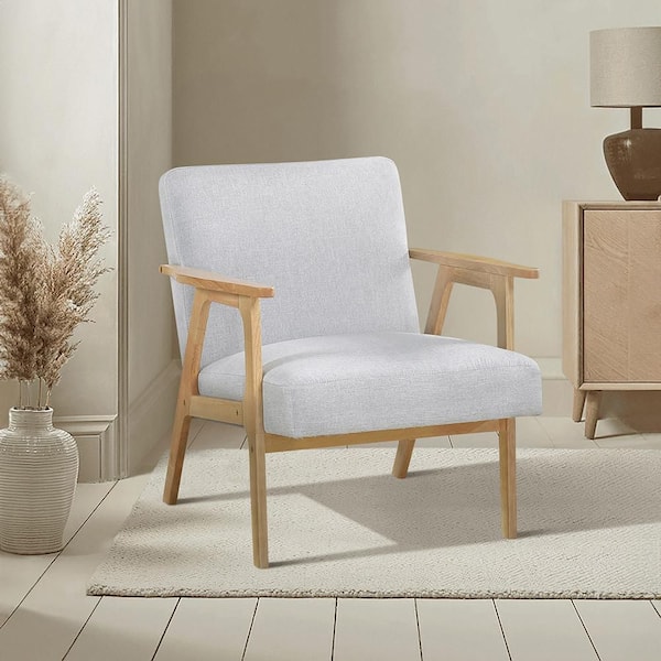 Lazzara Lewiston Gray Textured Fabric Upholstery Accent Arm Chair