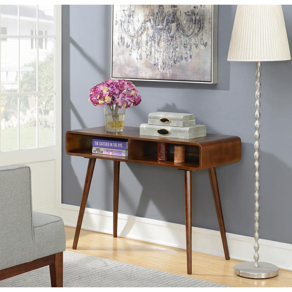 Mid-Century Espresso Napa Console Table with Open Cubbies