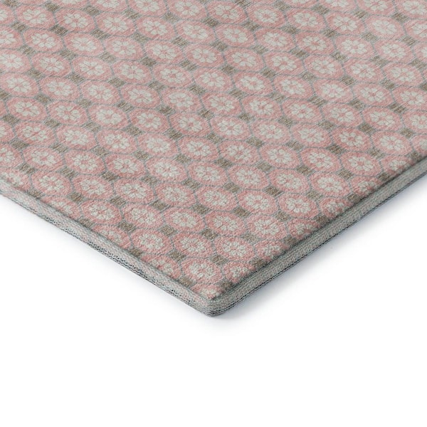 Mayfield Premium Machine Washable Abstract AMF1428 Pink 2 ft. 3 in. x 7 ft. 6 in. Runner Rug