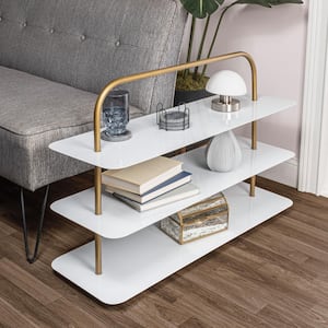 Minimalist 24.5 in. H 9-Pair 3-Tier Iron Thin Flat Plate Shoe Rack in White/Gold