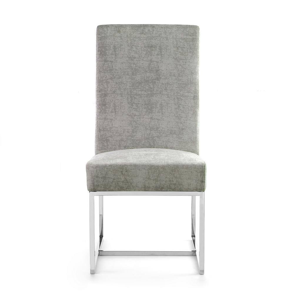 Elevated Parsons Velvet Arm Chair in Steel with Sleek Metal Base