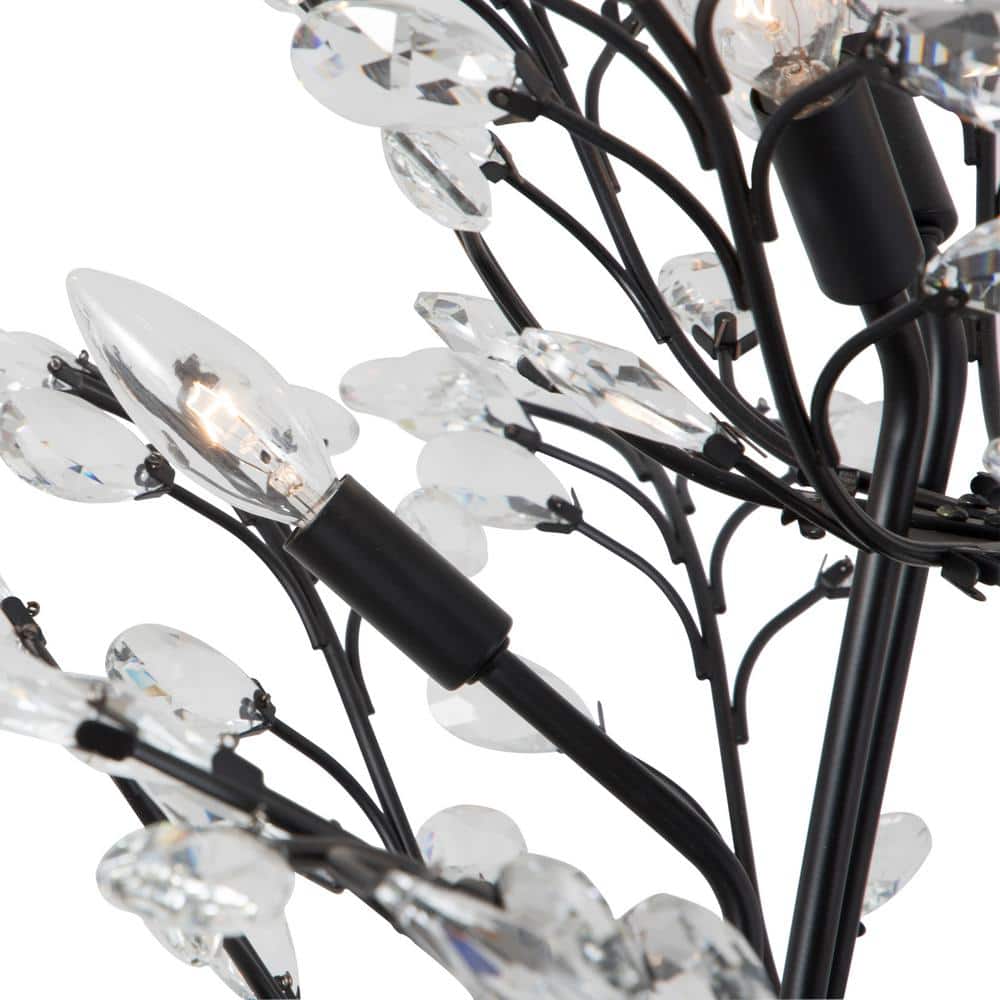 Chicago 8-Light Black Metal Chandelier with Crystal Accents