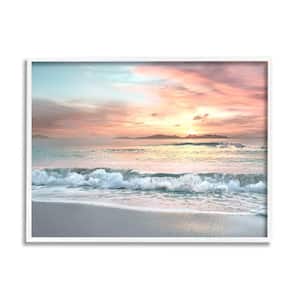 Sunrise Beach Landscape Rolling Tide By Mike Calascibetta Framed Print Nature Texturized Art 16 in. x 20 in.